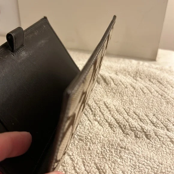 Vintage Coach Brown Signature Checkbook Cover Leather Trim with Pen Loop EUC - Picture 12 of 16